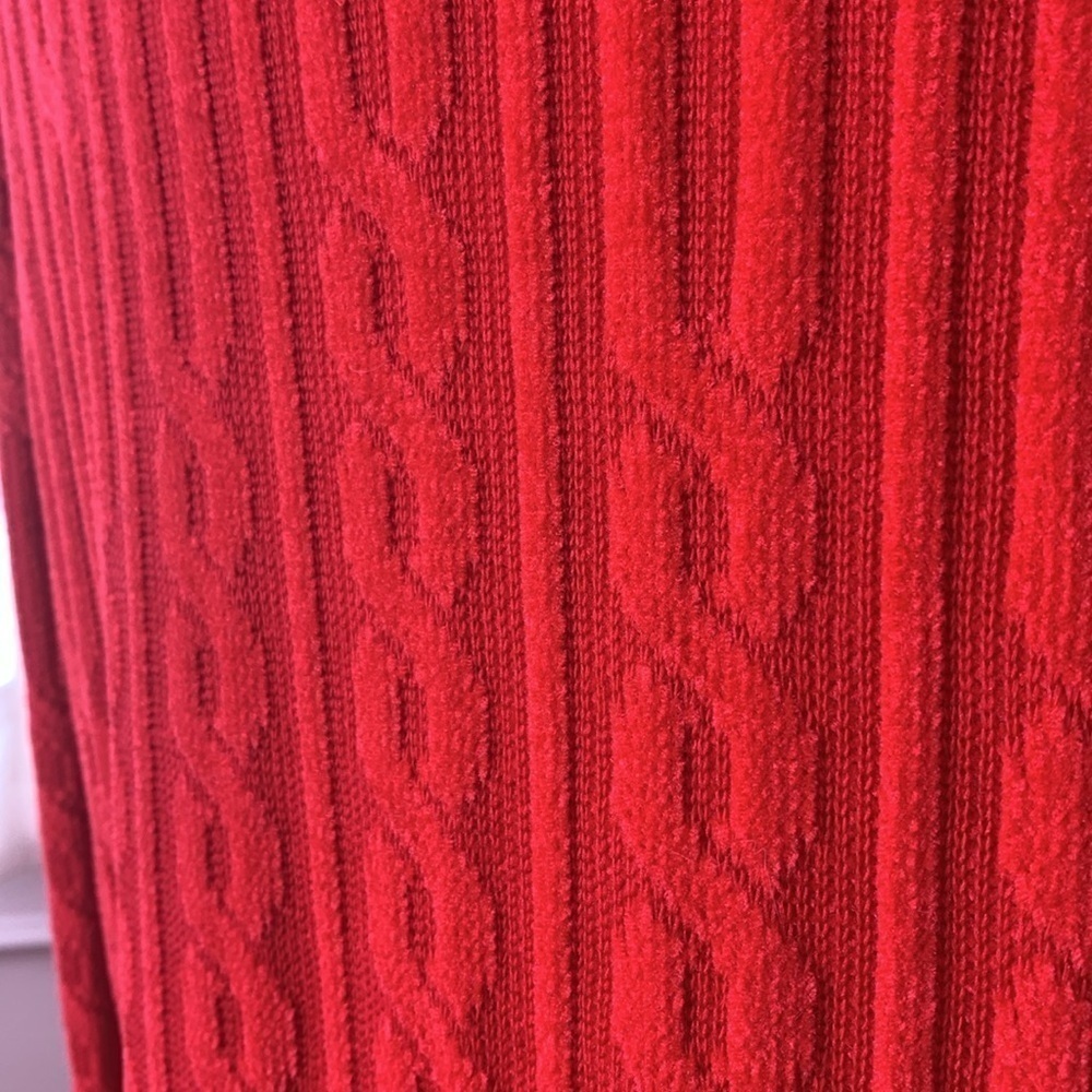 Lola Made in Italy Red Black Cable Knit Fur Collar Duster Cardigan Coat 8 44 - Picture 14 of 17